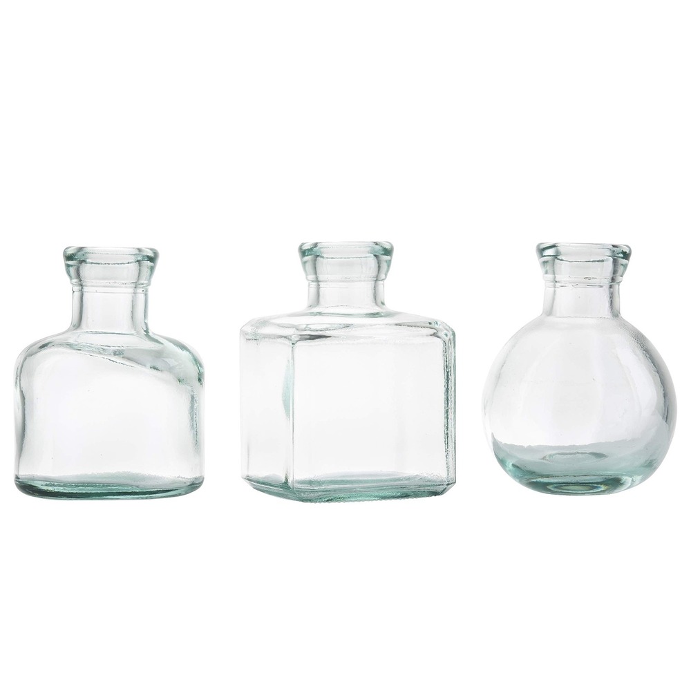 Recycled Green Glass Vases, Assorted, Set of 3